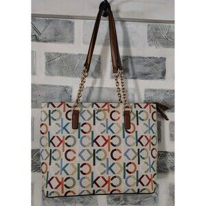 Calvin Klein Serafina Purse Tote Cherub White Multi One Size Allover Monogram
